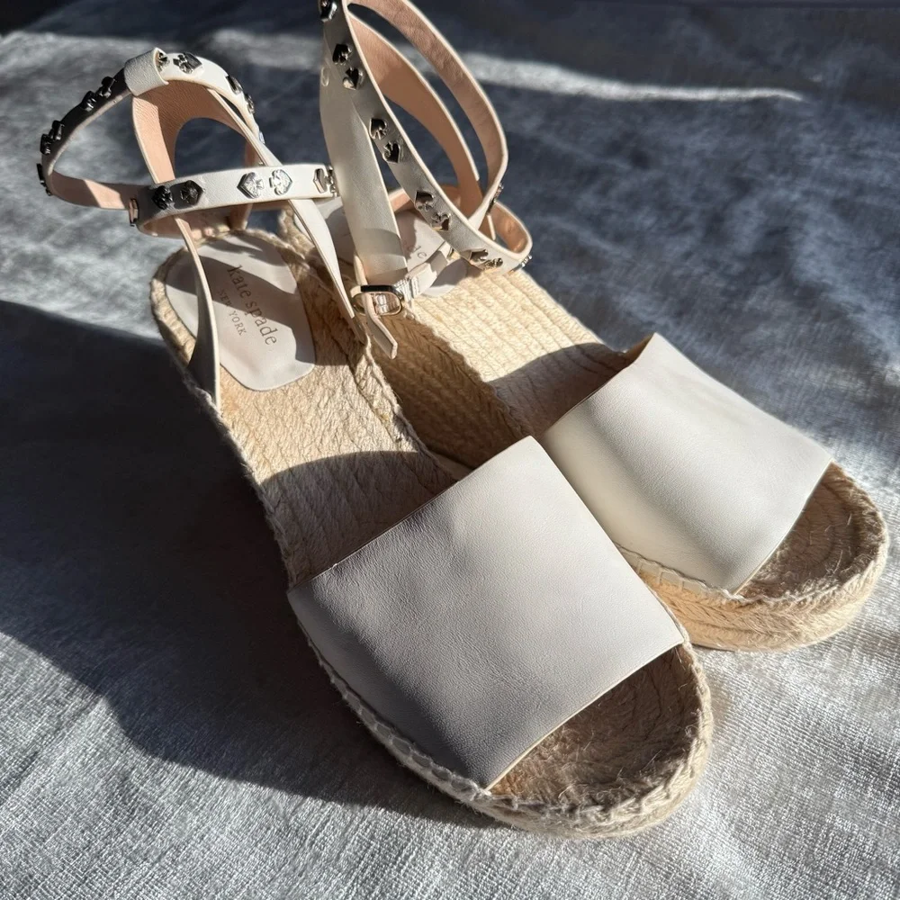 Kate Spade Cream Espadrille Shoes with Suede Finish (9.5)